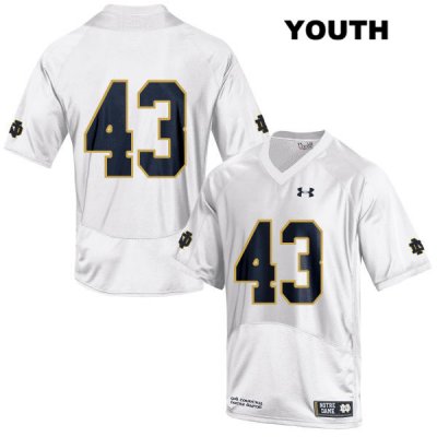 Notre Dame Fighting Irish Youth Marcus Thorne #43 White Under Armour No Name Authentic Stitched College NCAA Football Jersey DDU8799BO